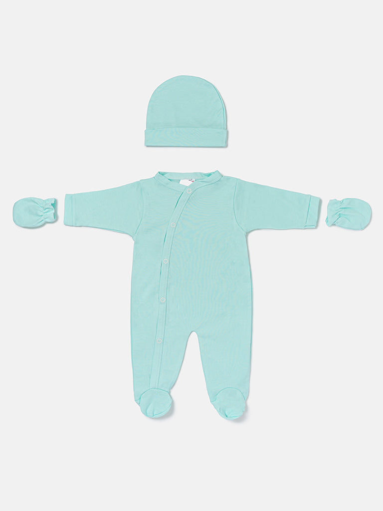 Baby Grow 5-Piece Cotton Set for Embroidery - Mint Green