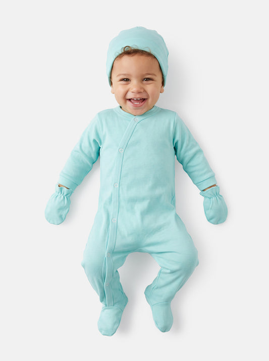 Baby Grow 5-Piece Cotton Set for Embroidery - Mint Green