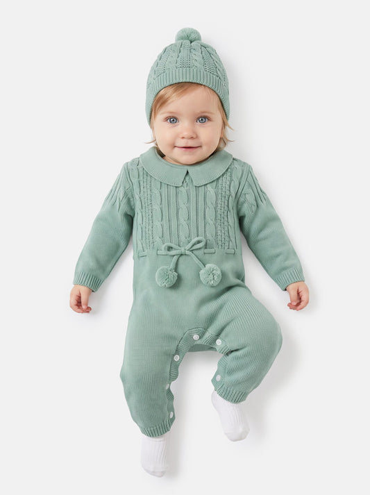 Baby Sami Collection Knitted All-in-one with Hat - Mint Green