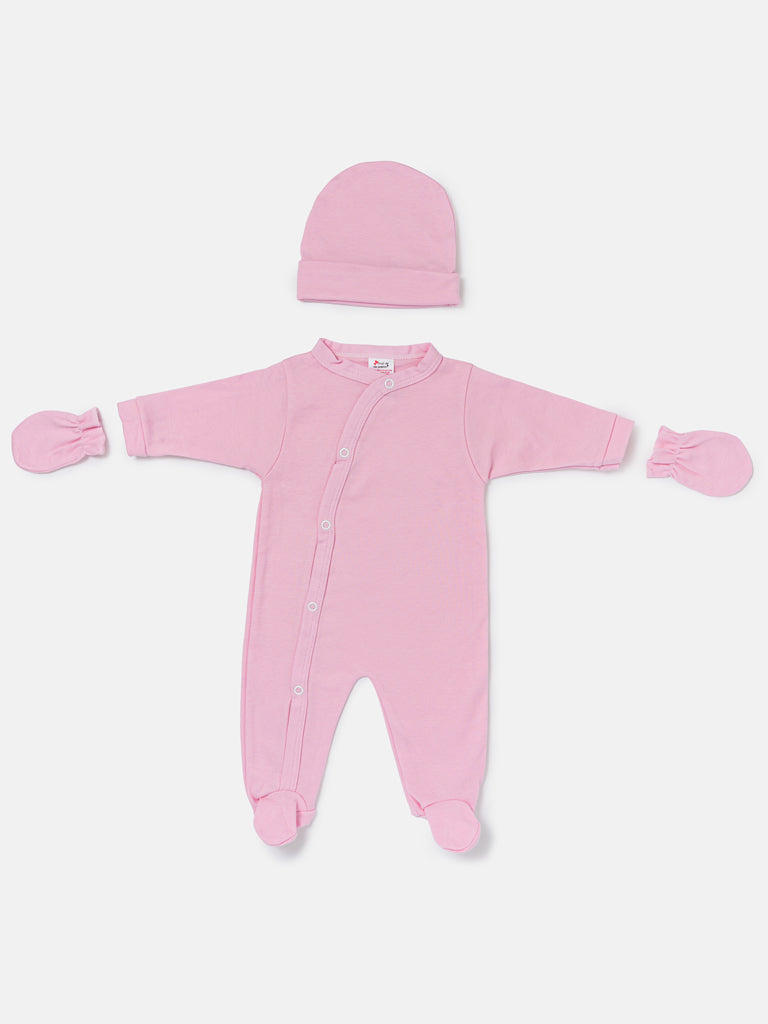 Baby Grow 5-Piece Cotton Set for Embroidery - Baby Pink