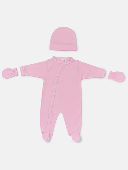 Baby Grow 5-Piece Cotton Set for Embroidery - Baby Pink
