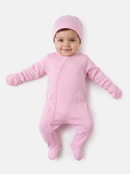 Baby Grow 5-Piece Cotton Set for Embroidery - Baby Pink
