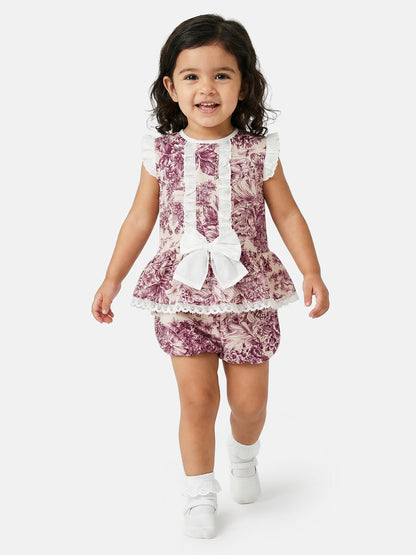 Baby Girl Isadora Collection 2-Piece Romper Set - Cherry Red