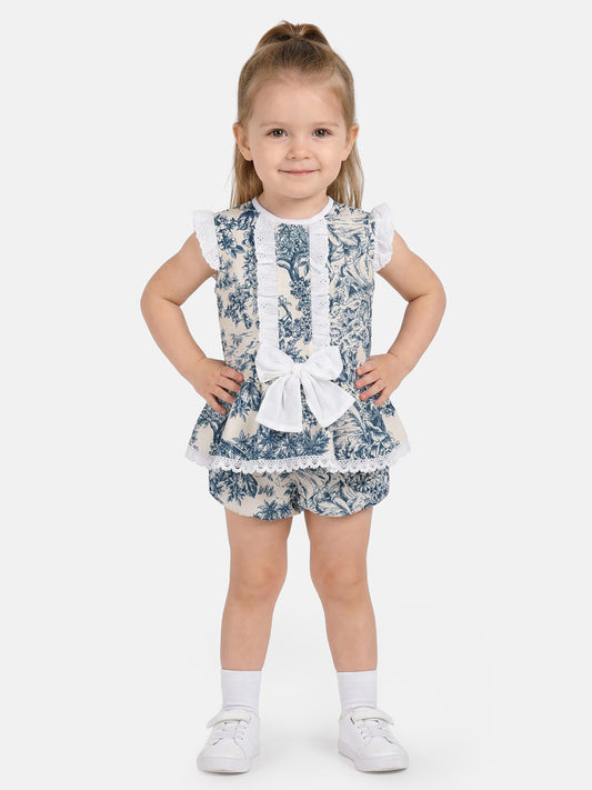 Baby Girl Isadora Collection 2-Piece Romper Set - Dusty Blue