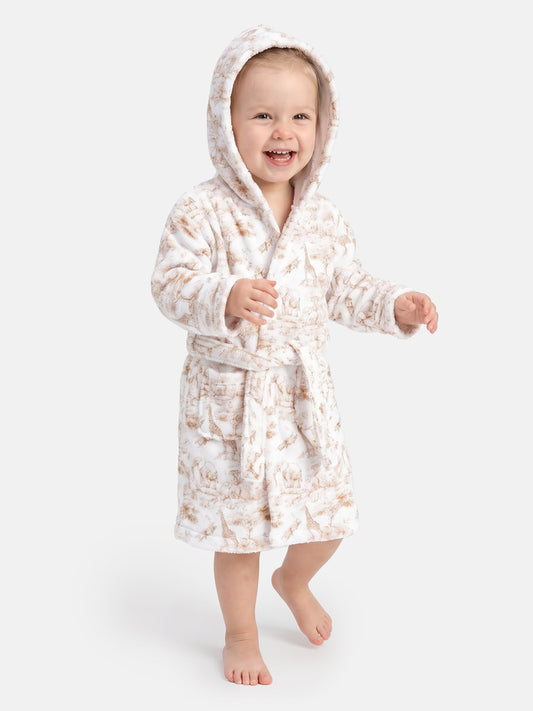Children's Safari Collection Hooded Bath Robe - Beige