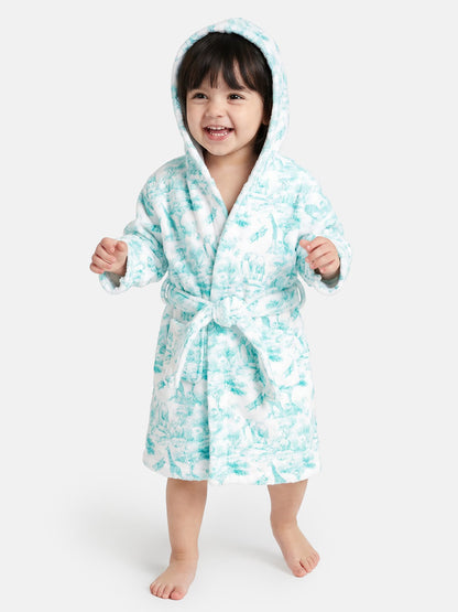 Children's Safari Collection Hooded Bath Robe - Mint Green