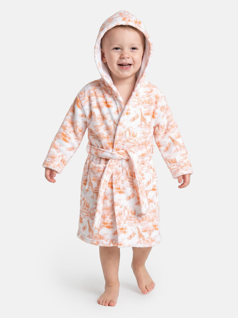Children's Safari Collection Hooded Bath Robe - Orange