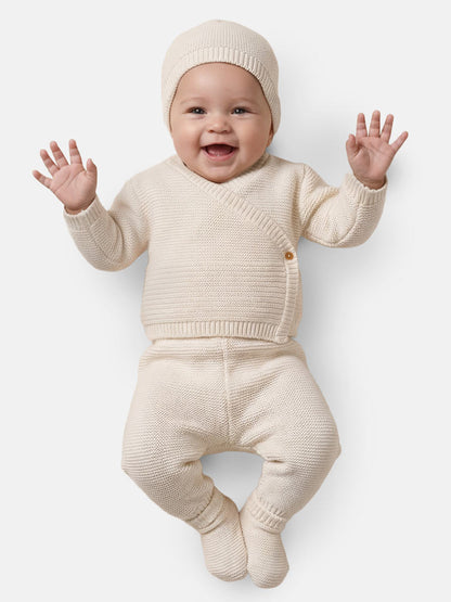 Baby 4-Piece Knitted Set for Embroidery - Beige