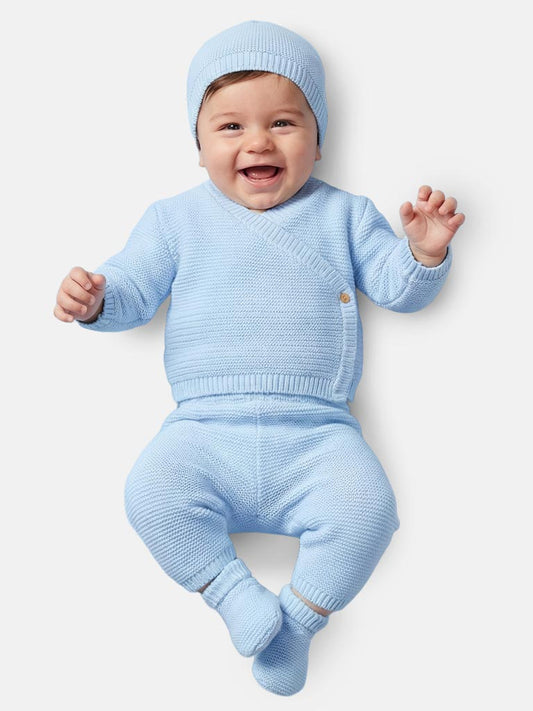 Baby 4-Piece Knitted Set for Embroidery - Baby Blue