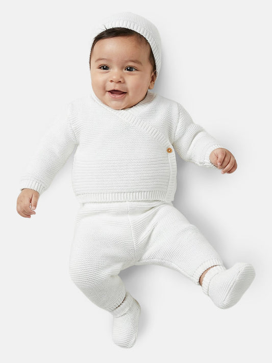 Baby 4-Piece Knitted Set for Embroidery - White