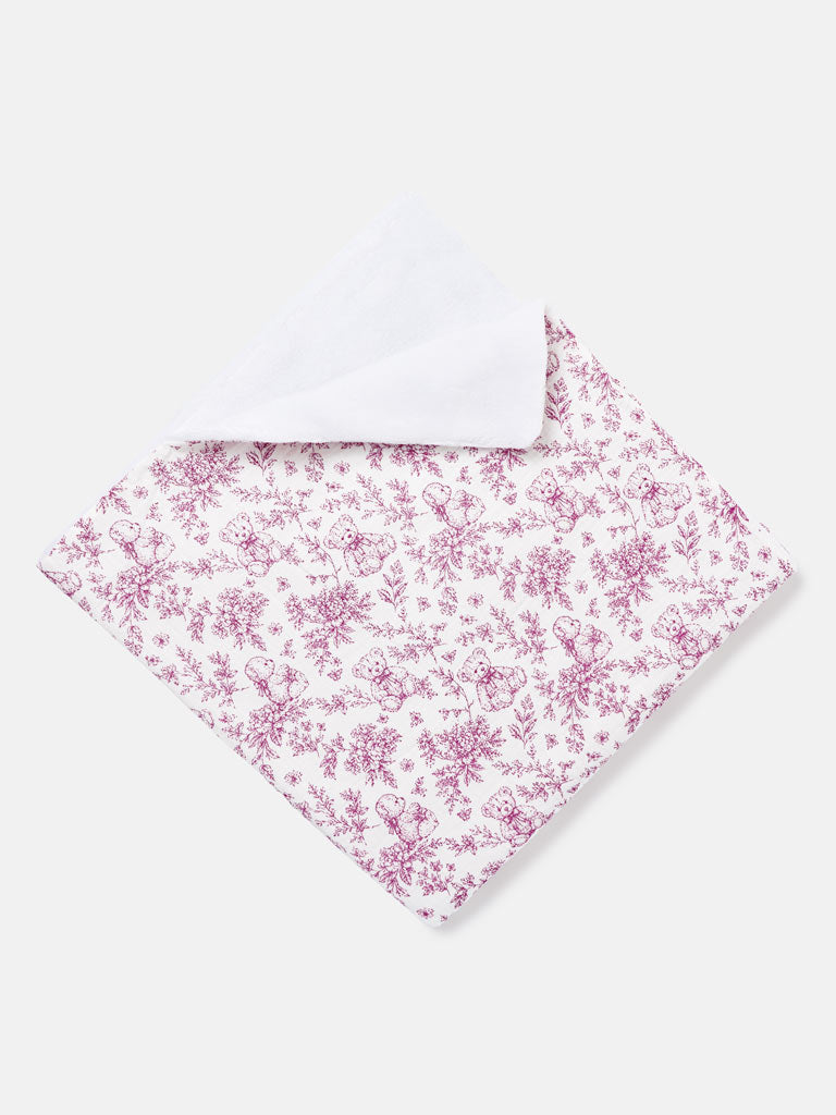 Baby Blanket - Teddy Print Collection - Cherry Red