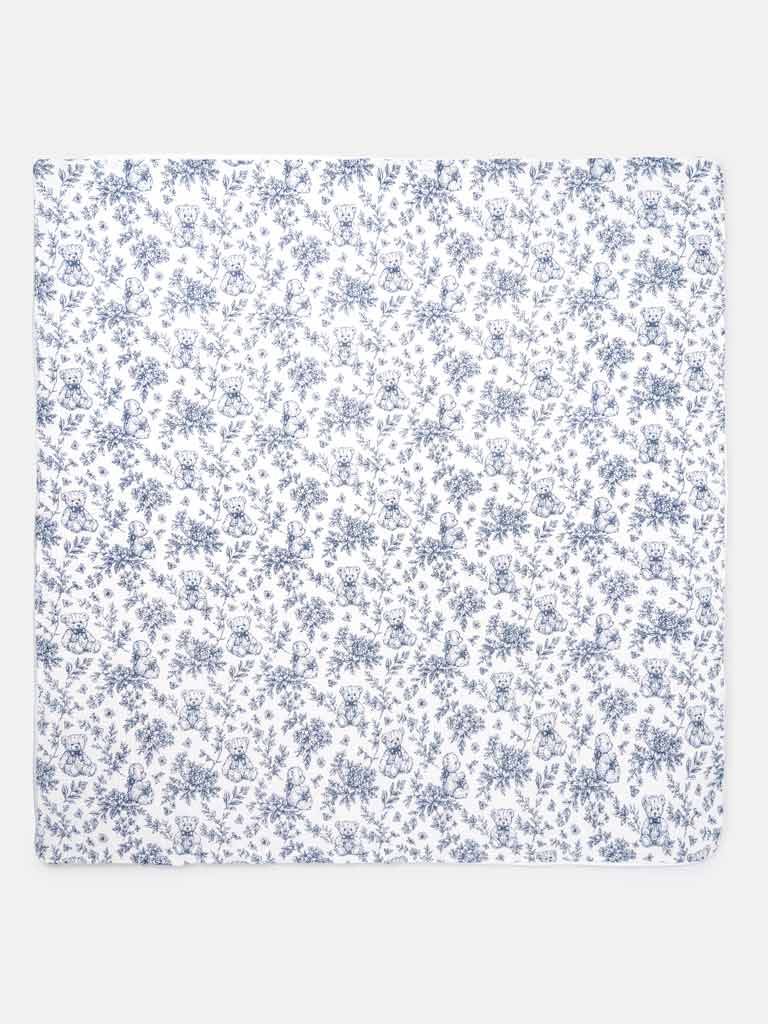 Baby Blanket - Teddy Print Collection - Navy Blue