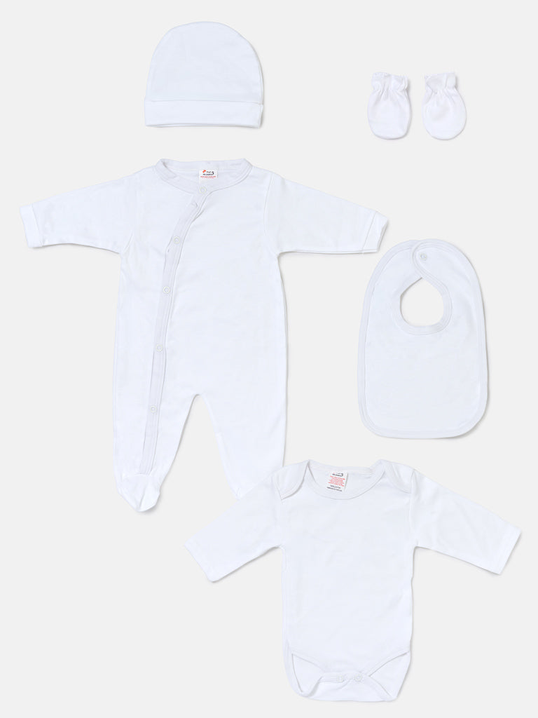 Baby Grow 5-Piece Cotton Set for Embroidery - White