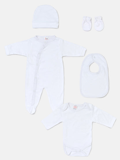 Baby Grow 5-Piece Cotton Set for Embroidery - White