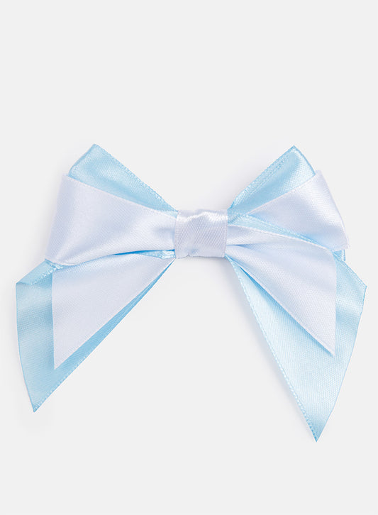 Baby Girl Satin Double Bow Hairclip - White & Baby Blue