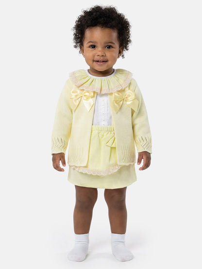 Baby Girl Theresa Collection 3-piece Spanish Romper Set - Lemon Yellow
