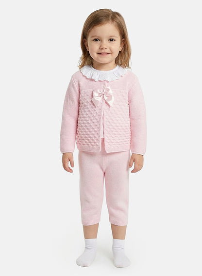 Zaira Collection 3-Piece Knitted Set Baby & Toddler – Baby Pink