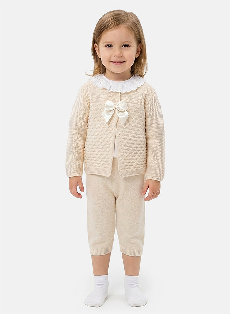 Zaira Collection 3-Piece Knitted Set Baby & Toddler – Beige