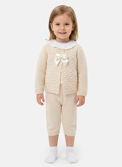 Zaira Collection 3-Piece Knitted Set Baby & Toddler – Beige