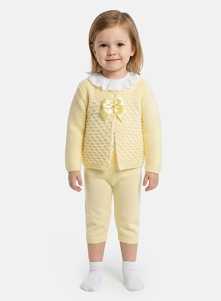 Zaira Collection 3-Piece Knitted Set Baby & Toddler – Lemon Yellow