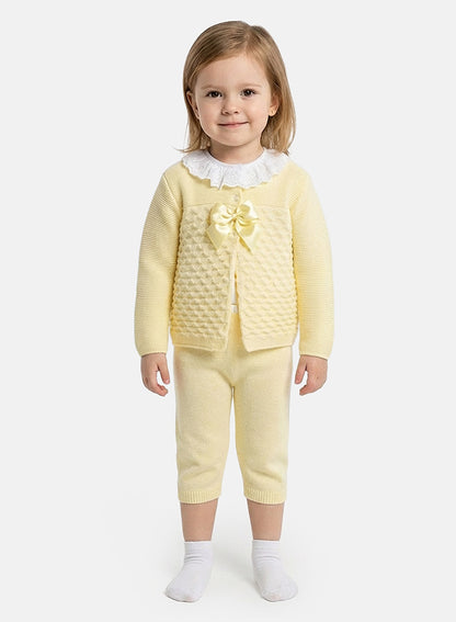 Zaira Collection 3-Piece Knitted Set Baby & Toddler – Lemon Yellow