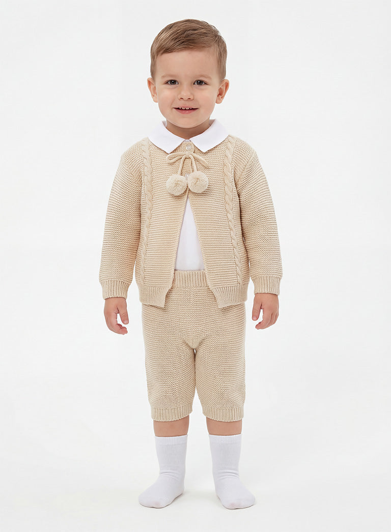 Boy Zian Collection 3-Piece Knitted Set Baby & Toddler - Beige
