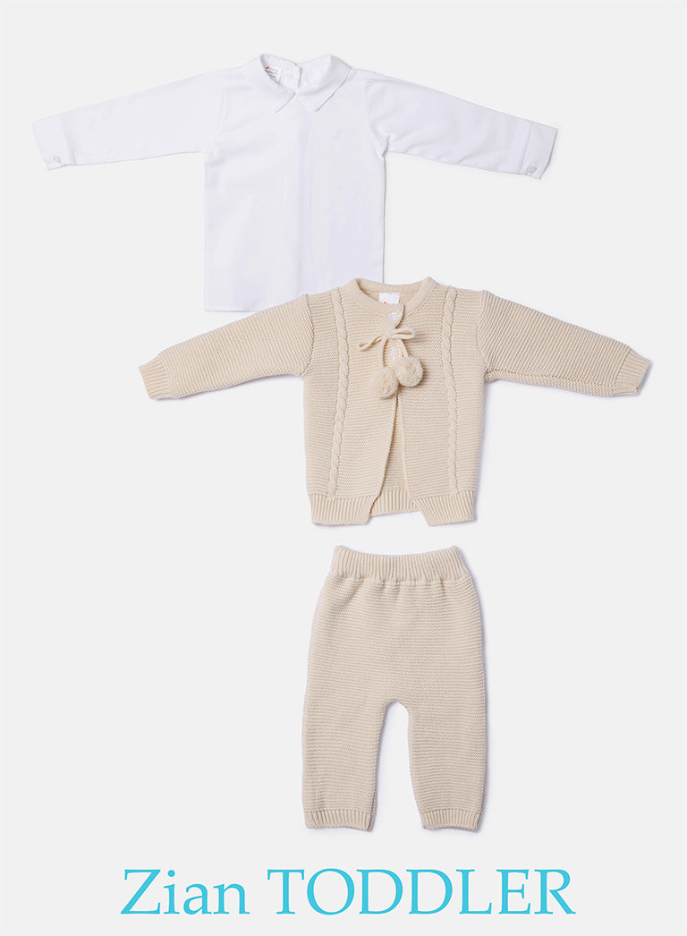 Boy Zian Collection 3-Piece Knitted Set Baby & Toddler - Beige