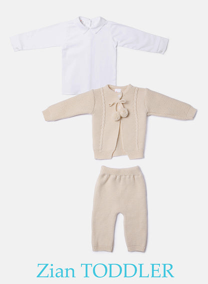 Boy Zian Collection 3-Piece Knitted Set Baby & Toddler - Beige