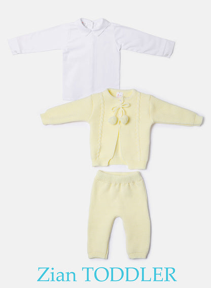 Boy Zian Collection 3-Piece Knitted Set Baby & Toddler - Lemon Yellow